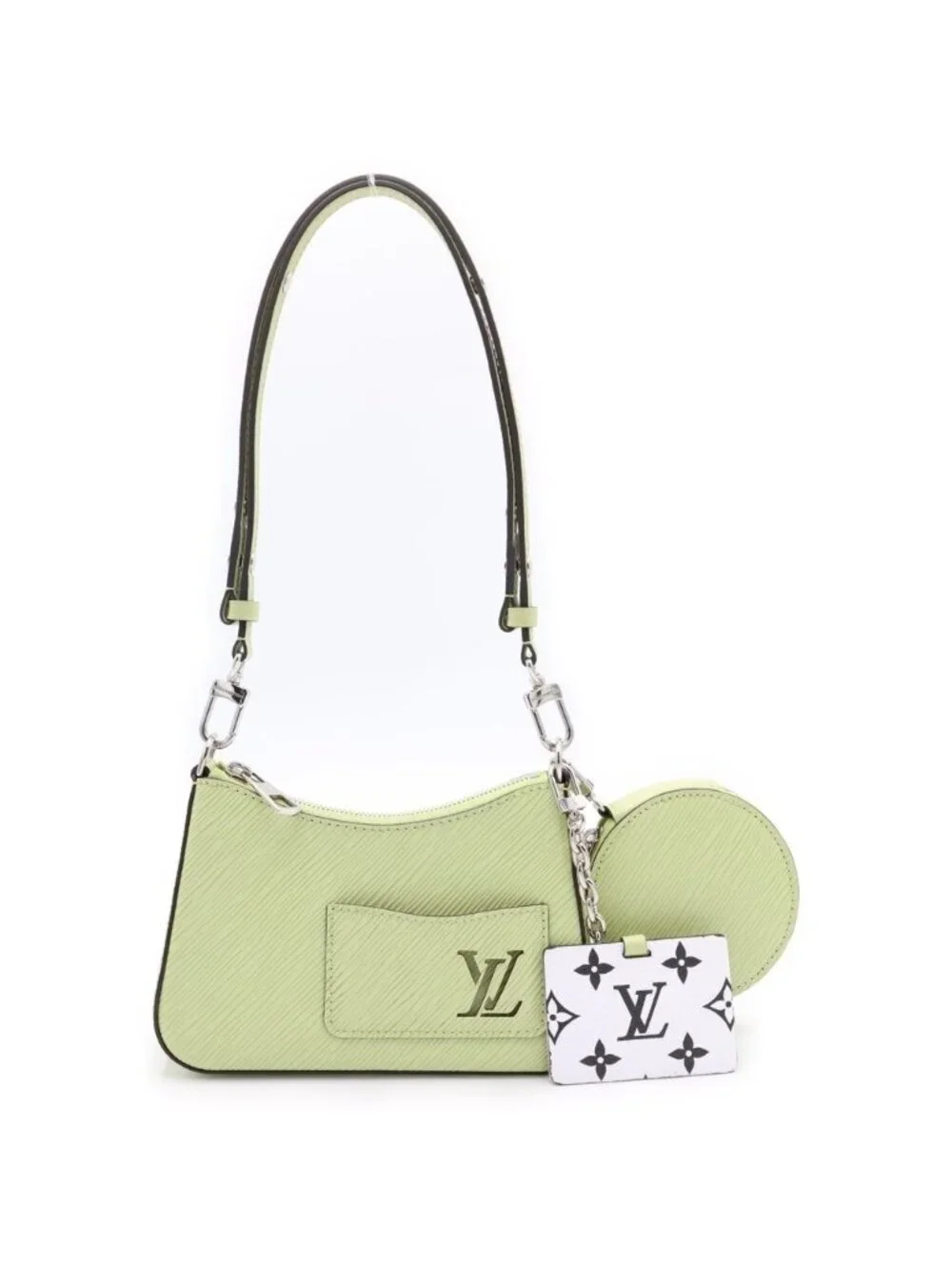 Louis Vuitton Epi Marais Rini Leather 2-Way Shoulder Bag Silver Light Green